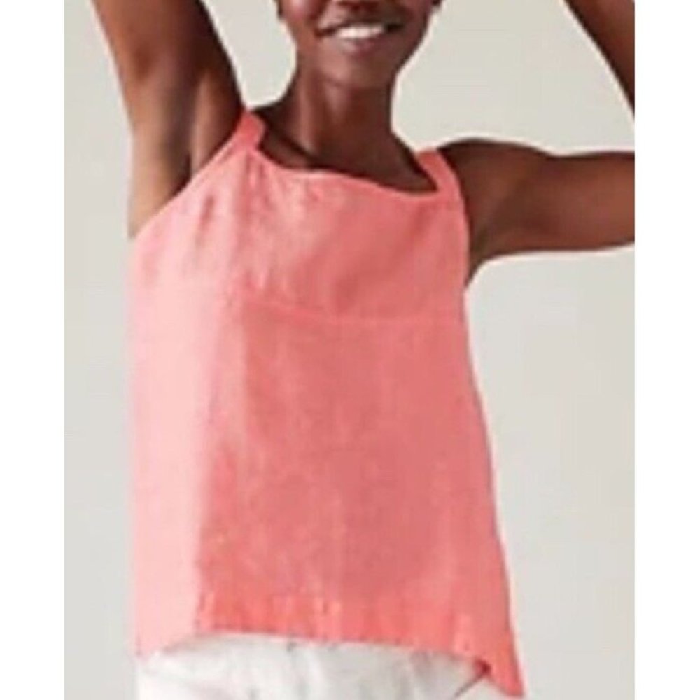 Athleta Coral Pink Linen-Blend Tank Top